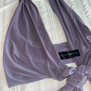 Norma Kamali Lavender Tie-Front Blouse